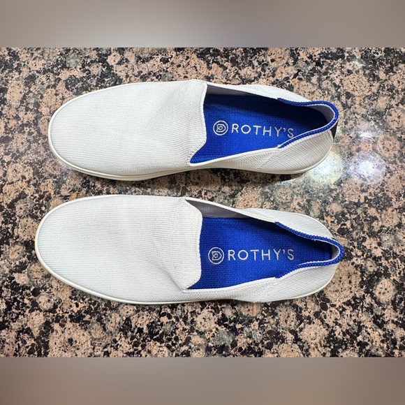 Rothy's White and Navy Slip-On Sneakers Size 8.5 - Picture 4 of 12